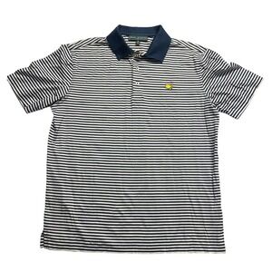 Masters Collection Mens Pima Cotton Striped Polo Shirt Navy White Golf PGA
